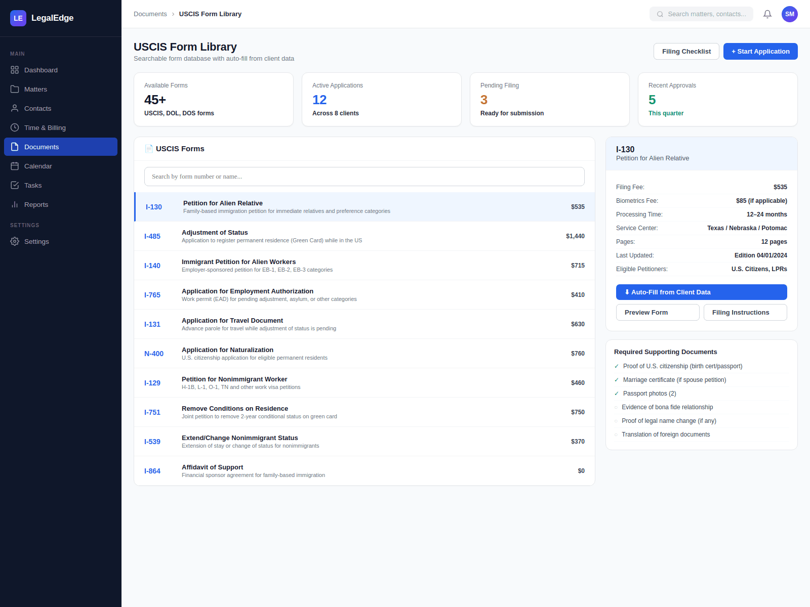 USCIS Form Library & Automation