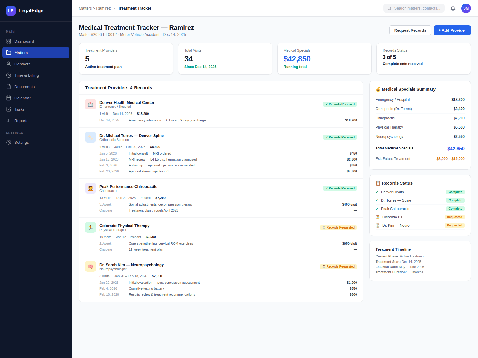 Treatment Tracking & Provider Management